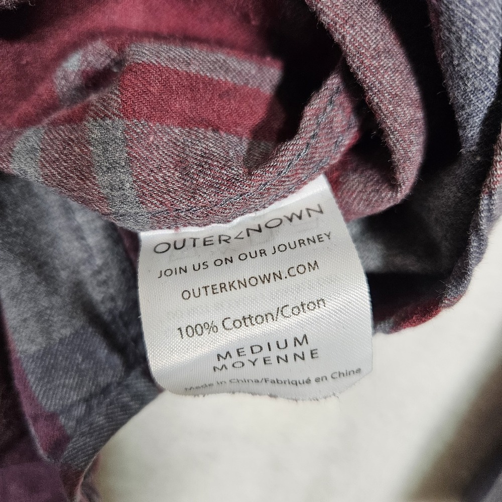 Outerknown Men's Long Sleeve Button Up Flannel Shirt Red Plaid Size Medium - Picture 4 of 8